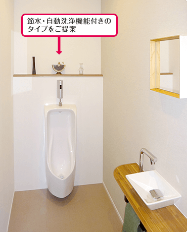 節水・自動洗浄機能付きのタイプをご提案